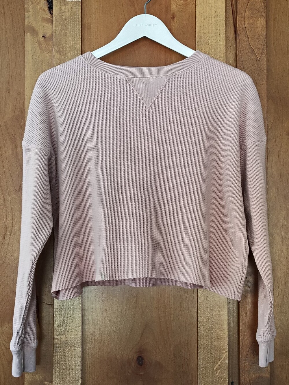Abercrombie & Fitch Waffle-Knit Cropped Pullover - Dusty Pink XS